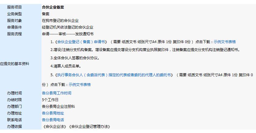 合伙企業(yè)備案